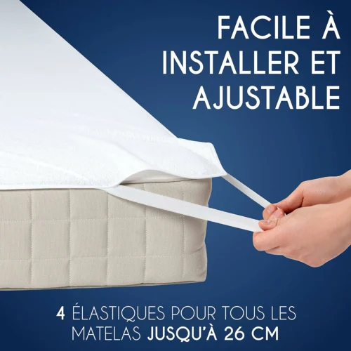 Protege Matelas 160x200 cm Imperméable Oeko TEX par Dreamzie - Alese 160x200 en Coton Respirant avec 4 Coins Elastiques