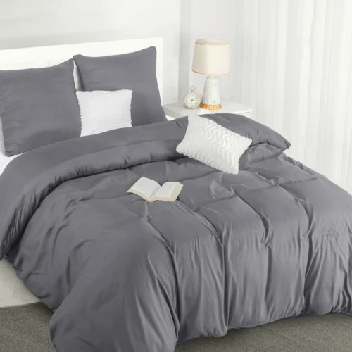 Utopia Bedding Housse de Couette 220x240 cm avec 2 Taies d'oreiller 65x65 cm (Gris) - Parure de lit 220 x 240 cm - Ensembles de Housses de Couette e