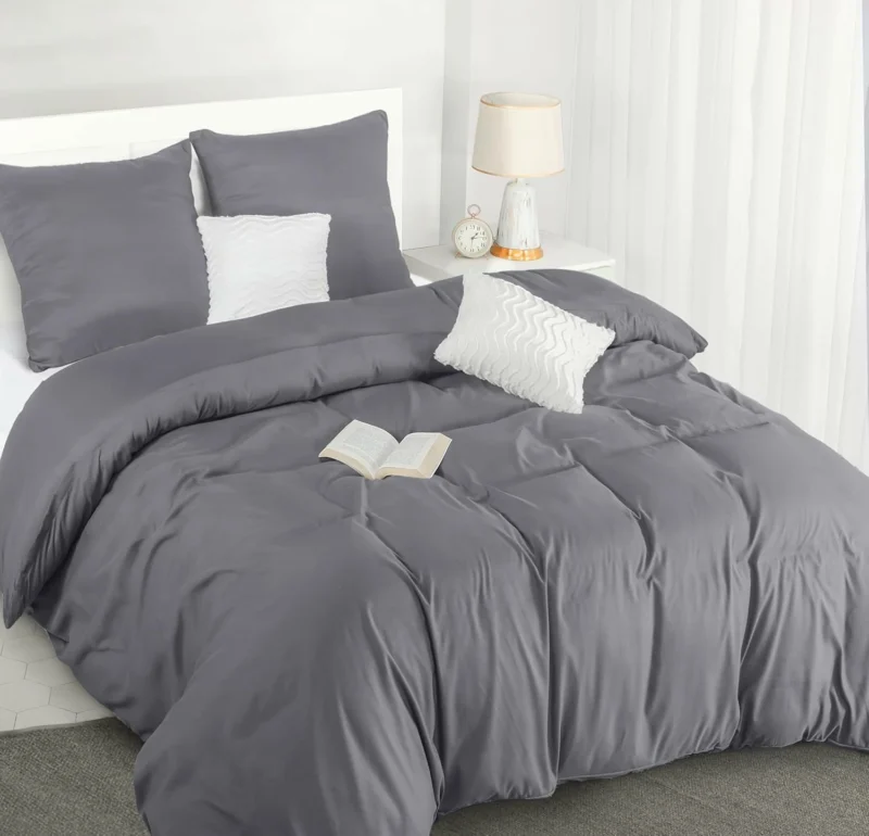 Utopia Bedding Housse de Couette 220x240 cm avec 2 Taies d'oreiller 65x65 cm (Gris) - Parure de lit 220 x 240 cm - Ensembles de Housses de Couette e